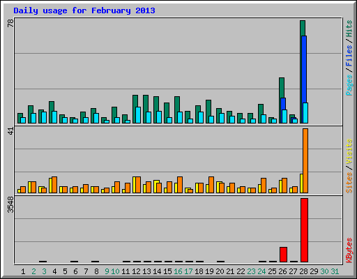 Daily usage for February 2013