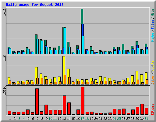 Daily usage for August 2013
