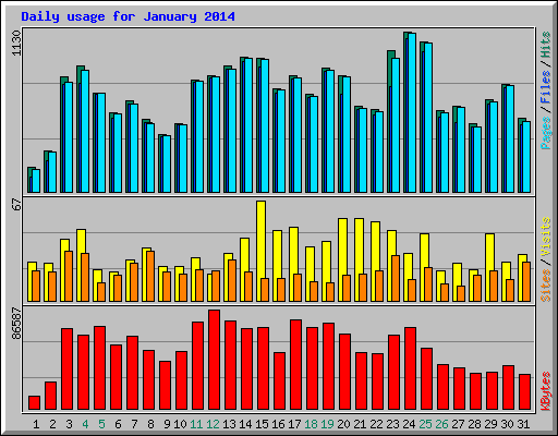 Daily usage for January 2014