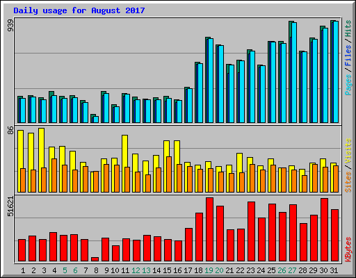 Daily usage for August 2017