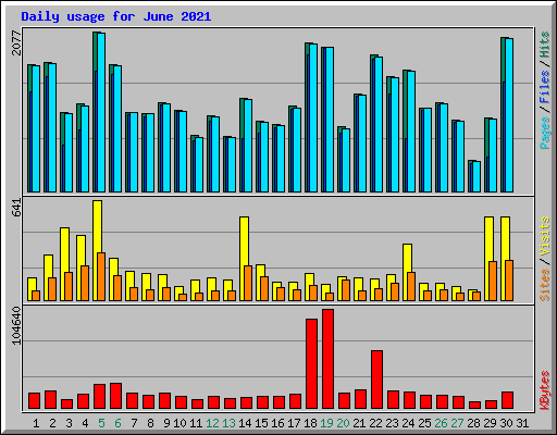 Daily usage for June 2021
