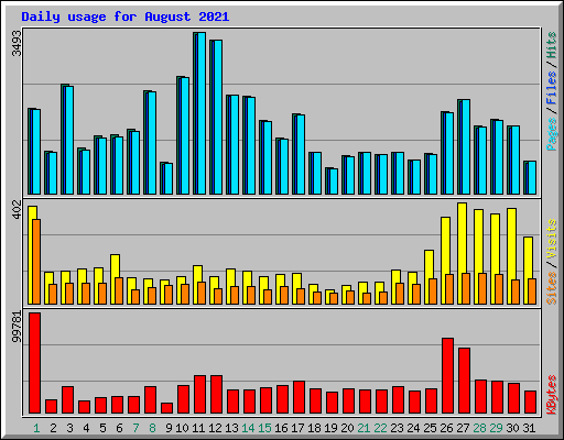 Daily usage for August 2021