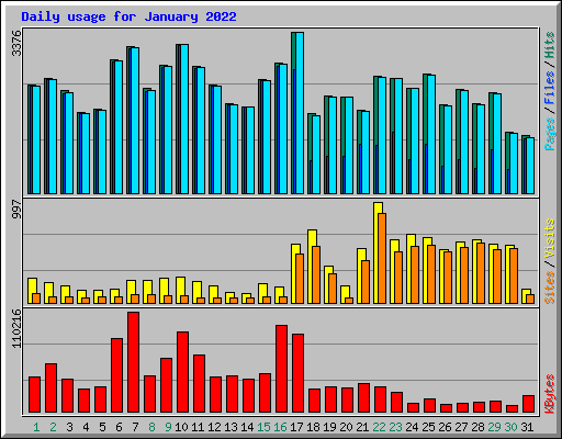 Daily usage for January 2022