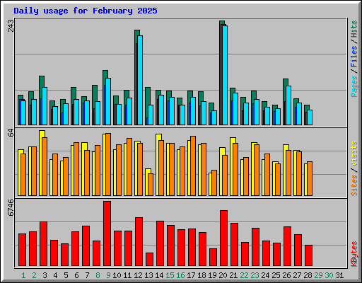 Daily usage for February 2025