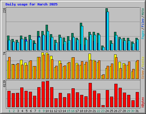 Daily usage for March 2025