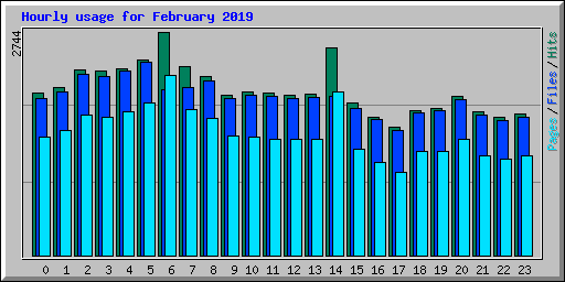 Hourly usage for February 2019